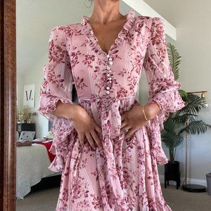 Floral Chiffon Dress (Knee Length)